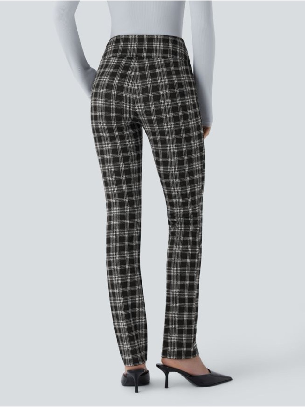 Halara Flex™ High Waisted Houndstooth Plaid Skinny Work Pants Pockets Small NWT - Picture 2 of 5